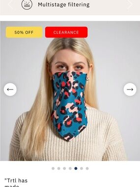Leopard-Print Teal Face Mask Scarf for Women